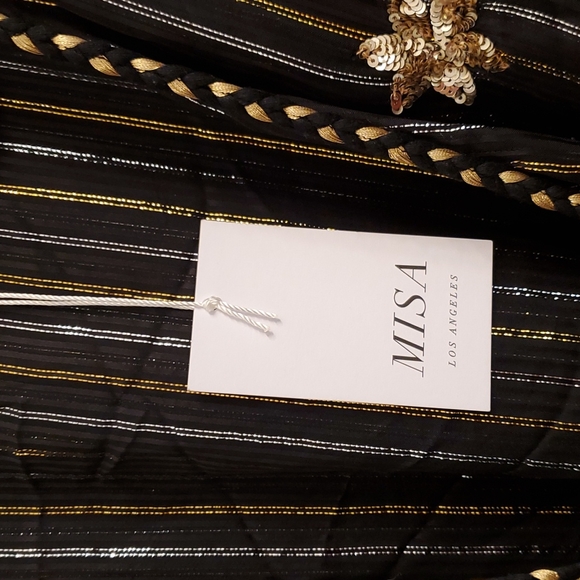 Misa Madalina Maxi Wrap Dress Black Sequin NEW - Picture 8 of 12